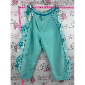 Bum equipment capri floral y2k tropical print pants Aqua Floral-Trim Capris